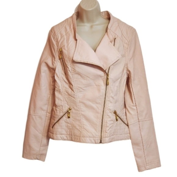 Wet Seal Jackets & Blazers - Wet Seal Faux Leather Y2K Moto Jacket Pink X Large
